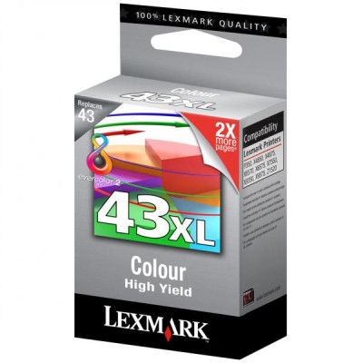 Lexmark 18YX143EXL (#43), originální inkoust, barevný, 554 stran