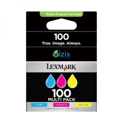 Lexmark 14N0849 (#100), originální inkoust, CMY, 3 × 100 stran, 3-pack