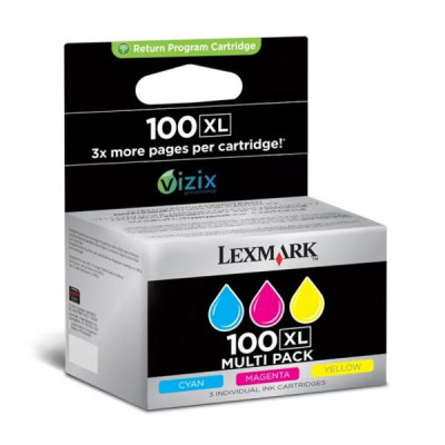 Lexmark 14N0850XL (#100), originální inkoust, CMY, 3 × 600 stran, 3-pack