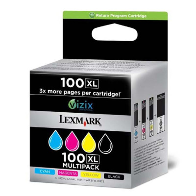 Lexmark 14N1921EXL (#100), originální inkoust, CMYK, 600 stran, 4-pack