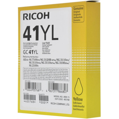 Ricoh GC-41Y (405768), originální gelová náplň, žlutá, 600 stran