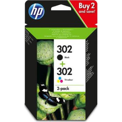 HP X4D37AE (302), originální inkoust, černý/barevný, 190 stran černá, 165 stran barevná, 2-pack