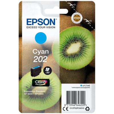 Epson T02F2 (C13T02F24010, 202), originální inkoust, azurový, 4,1 ml