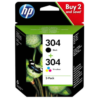 HP 3JB05AE (304), originální inkoust, CMYK, 140/120 stran (4 ml, 2 ml), 2-pack