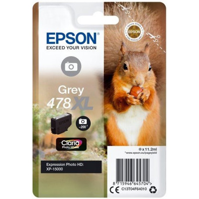 Epson T04F6 (C13T04F64010, 478XL), originální inkoust, šedý, 10,2 ml, XL