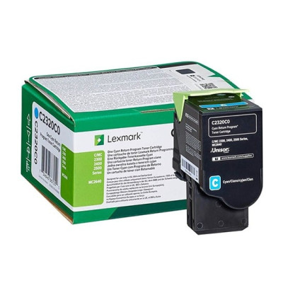 Lexmark C2320C0, originální toner, azurový, 1000 stran, return