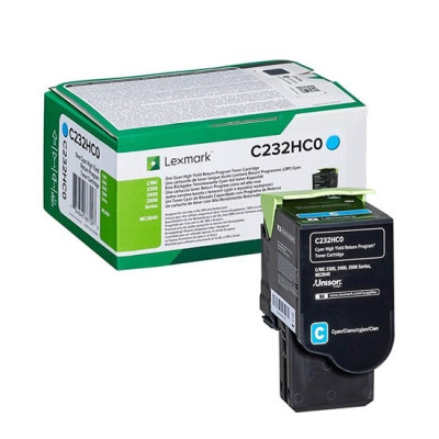 Lexmark C232HC0, originální toner, azurový, 2300 stran, return