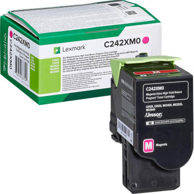 Lexmark C242XM0, originální toner, purpurový, 3500 stran, return