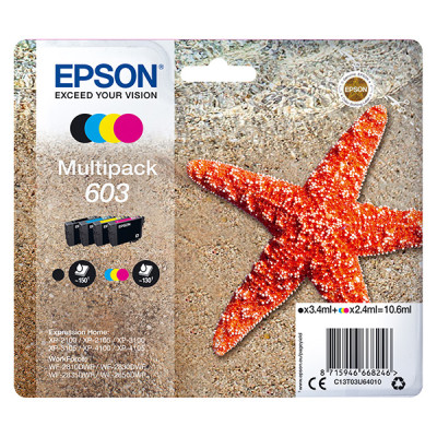 Epson T03U6 (C13T03U64010, 603), originální inkoust, CMYK, 1 x 3,4 ml + 3 x 2,4 ml, 4-pack