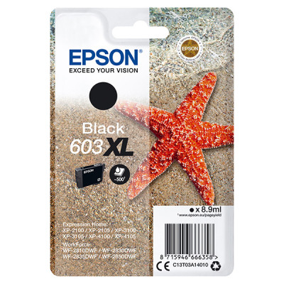 Epson T03A1 (C13T03A14010, 603XL), originální inkoust, černý, 500 stran (8,9 ml), XL