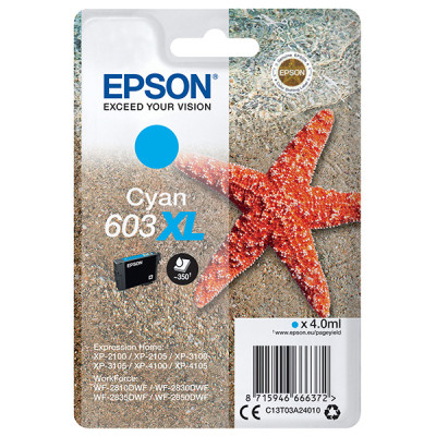 Epson T03A2 (C13T03A24010, 603XL), originální inkoust, azurový, 350 stran (4 ml), XL