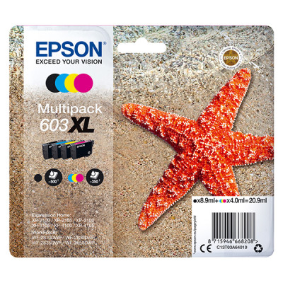 Epson T03A6 (C13T03A64010, 603XL), originální inkoust, CMYK, 1 x 8,9 ml + 3 x 4 ml, XL