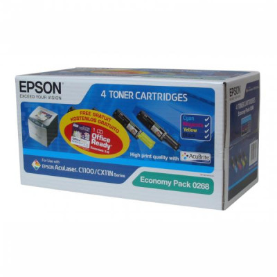 Epson C13S050268, originální toner, CMYK, 3 × 1500 + 4000 stran, 4-pack