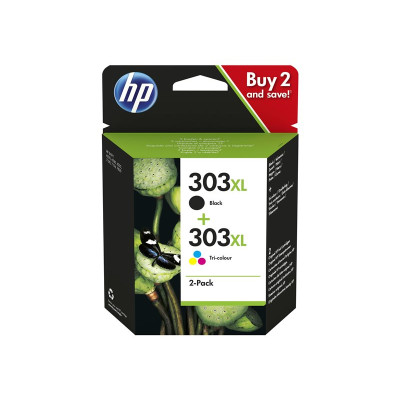 HP 3YN10AE (303XL), originální inkoust, CMYK, 600/415 stran, 2-pack