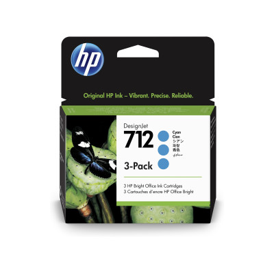 HP 3ED77A (712), originální inkoust, azurový, 3 x 29 ml, 3-Pack