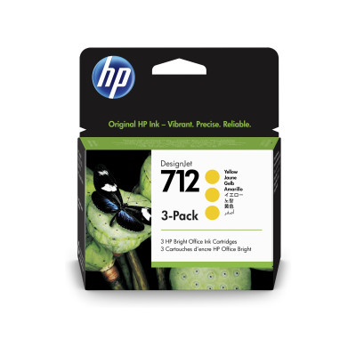 HP 3ED79A (712), originální inkoust, žlutý, 3 x 29 ml, 3-Pack