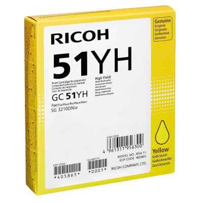 Ricoh 405865 (GC 51YH), originální inkoust, žlutý, 2500 stran