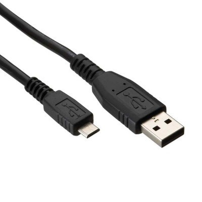 USB kabel (2.0), USB A samec - microUSB samec, 0,6m, černý