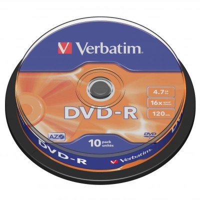 Verbatim DVD-R, Matt Silver, 43523, 4.7GB, 16x, spindle, 10-pack