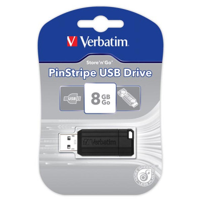 Verbatim USB flash disk, USB 2.0, 8GB, PinStripe, Store N Go, černý, 49062