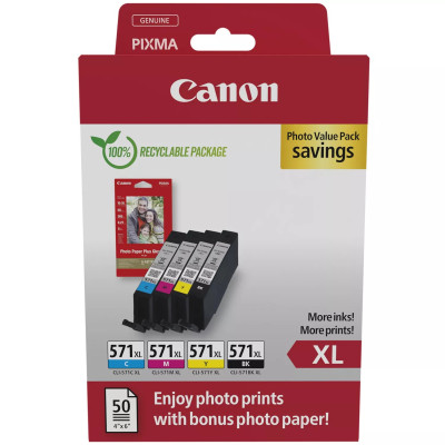 Canon CLI-571XL (0332C006), originální inkoust, CMYK, 4 x 11 ml , 4-pack