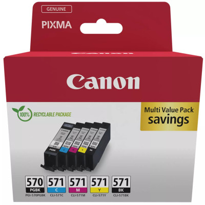 Canon PGI-570/CLI-571 (0372C006), originální inkoust, PGBK/C/M/Y/BK, 1 x 15 + 4 x 7 ml