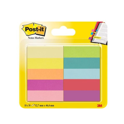 Bločky Post-it značkovací - 12,7 x 44,4 mm, mix 10 barev