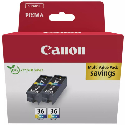 Canon CLI-36 (1511B025), originální inkoust, barevný, 2 x 250 stran (2 × 12 ml), 2-pack