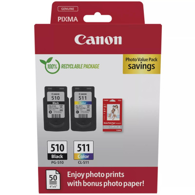 Canon PG-510/CL-511 (2970B017), originální inkoust, černý/barevný, 2 × 9 ml, Multipack