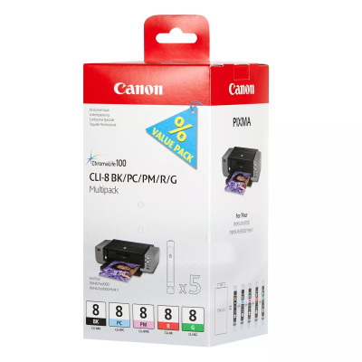 Canon CLI-8 (0620B027), originální inkoust, BK/PC/PM/R/G, 5 x 13 ml, Multipack