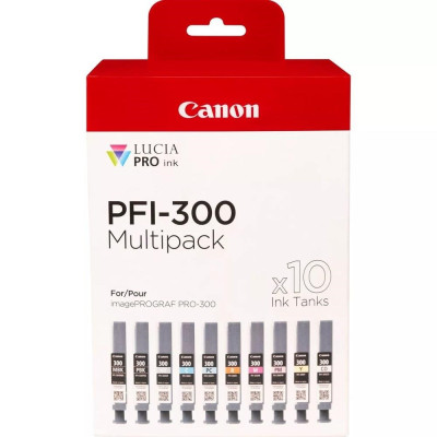 Canon PFI-300 MBK/PBK/CO/GY/R/C/M/Y/PC/PM (4192C008), originální inkoust, 600 stran (16 ml), Multipack