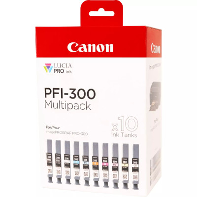 Canon PFI-300 MBK/PBK/CO/GY/R/C/M/Y/PC/PM (4192C008), originální inkoust, 600 stran (16 ml), Multipack