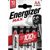 Alkalické baterie Energizer Max 1,5 V, typ AA,4 ks