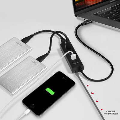 AXAGON HUE-S2C, 4x USB 3.0 CHARGING hub, micro USB nap. konektor, kabel USB-C 40cm