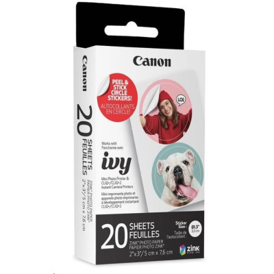 Samolepící fotopapír Canon ZINK - 20 listů, ⌀ 3,3 cm, ZP-2030-2C, 4967C003