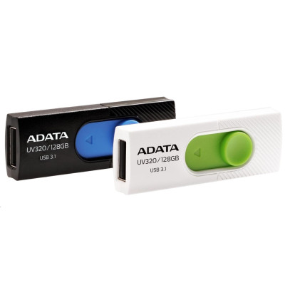 ADATA Flash Disk 128GB UV320, USB 3.1 Dash Drive, bílá/zelená