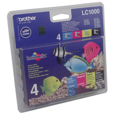 Brother LC-1000VALBP, originální inkoust, CMYK, 3 × 400 + 500 stran, 4-pack