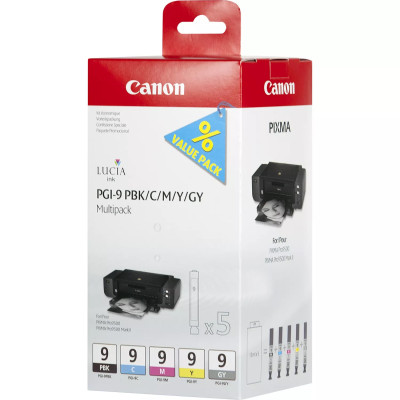 Canon PGI-9PBk/C/M/Y/Gy (1034B011, 1034B013), originální inkoust, PBK/C/M/Y/GY, 5 × 14 ml, 5-pack