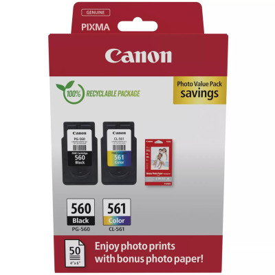 Canon PG-560/CL-561 (3713C008), originální inkoust, černý/barevný, 2-pack + GP-501 50 listů