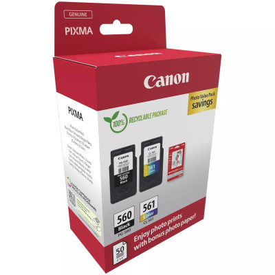 Canon PG-560/CL-561 (3713C008), originální inkoust, černý/barevný, 2-pack + GP-501 50 listů