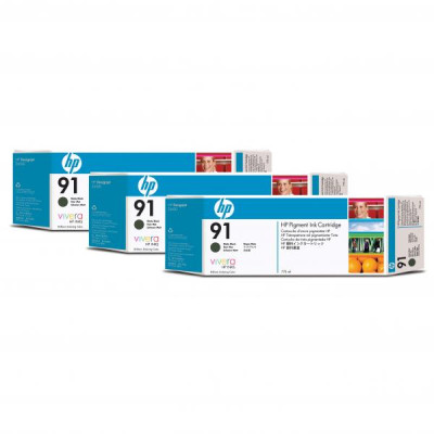 HP C9480A (91), originální inkoust, matně černý, 3 × 775 ml, 3-pack