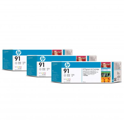 HP C9482A (91), originální inkoust, světle šedý, 3 × 775 ml, 3-pack