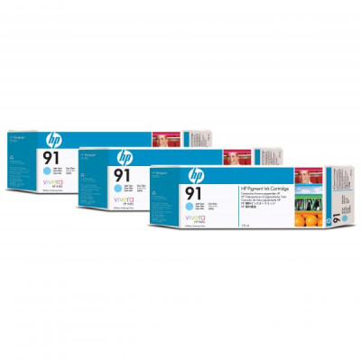 HP C9486A (91), originální inkoust, světle azurový, 3 × 775 ml, 3-pack