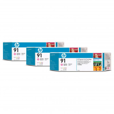 HP C9487A (91), originální inkoust, světle purpurový, 3 × 775 ml, 3-pack