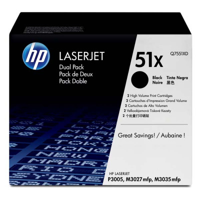 HP Q7551XD (51X), originální toner, černý, 2 × 13000 stran, 2-pack