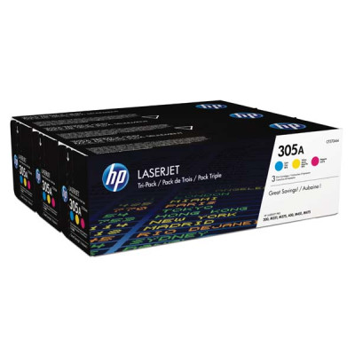 HP CF370AM (305A), originální toner, CMY, 3 × 2600 stran, 3-pack