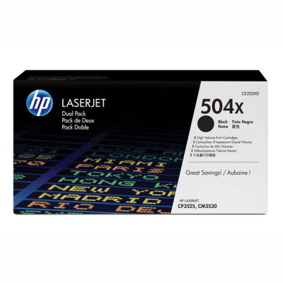 HP CE250XD (504X), originální toner, černý, 2 × 10500 stran, 2-pack