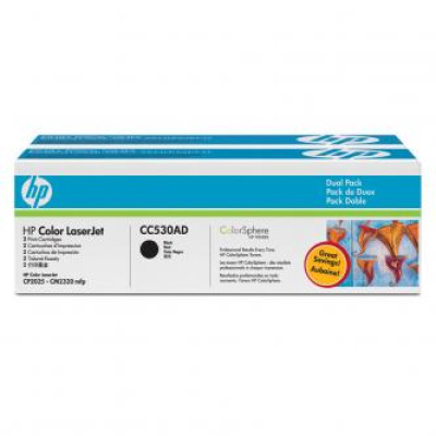 HP CC530AD (304A), originální toner, černý, 2 × 3500 stran, 2-pack