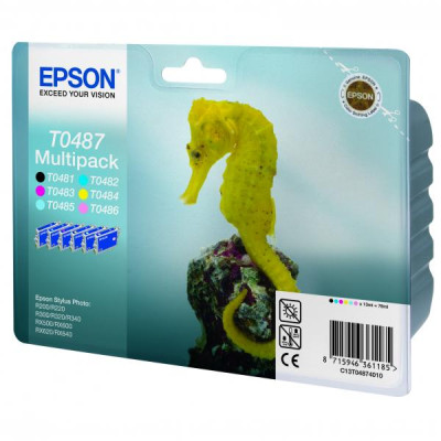 Epson T0487 (C13T04874010), originální inkoust, CMYK/LC/LM, 6 × 13 ml, 6-pack