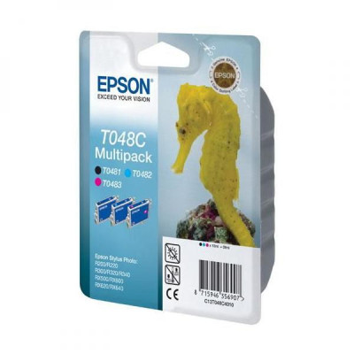 Epson T048C (C13T048C40), originální inkoust, černý/azurový/purpurový, 430 stran (3 × 13 ml), 3-pack